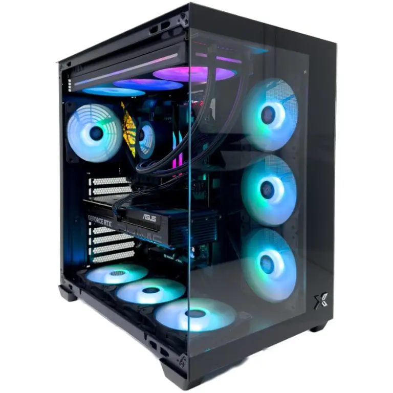 ABKONCORE H250x Premium Tempered Glass 4 Flower Fans Mid-Tower Case - Black