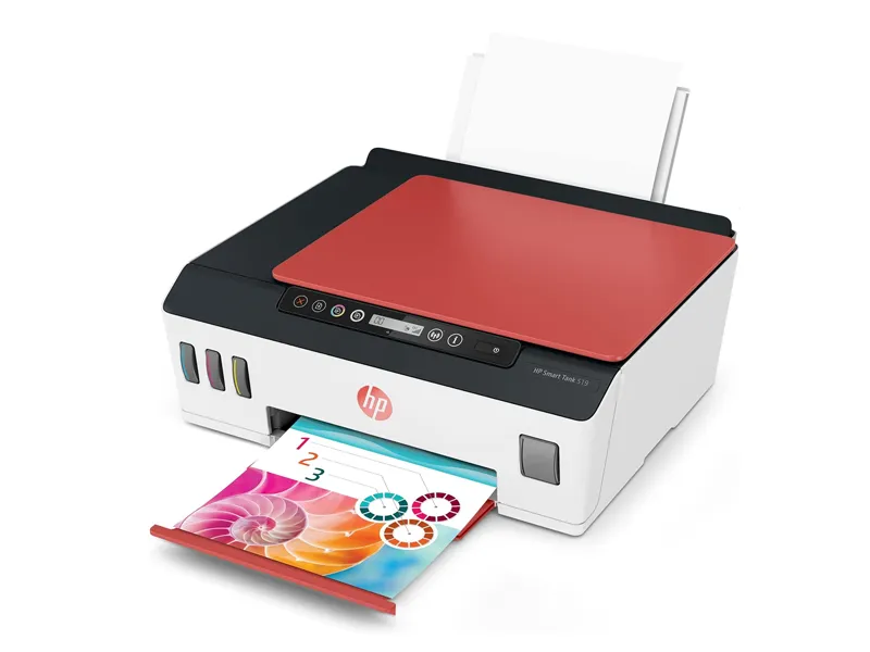[3YW73A] HP Smart Tank 519 Wireless All-in-One Printer, Print Up To 18000 Black, Hi-Speed USB 2.0, Wi-Fi, Bluetooth LE, Up to 100 Sheets Input Capacity, Print / Scan / Copy, White - Red | 3YW73A 