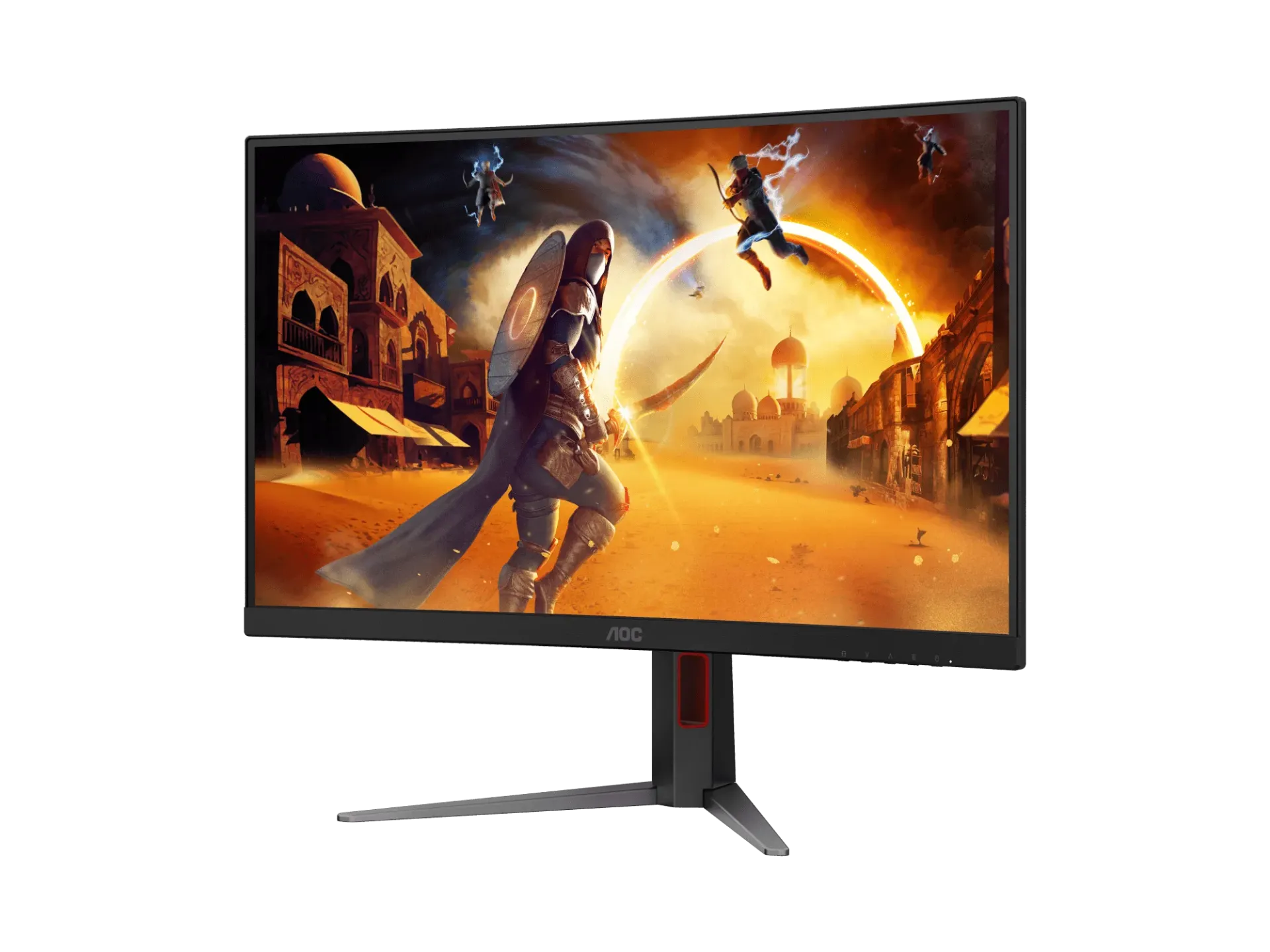 AOC CQ27G4 27" QHD 180Hz Curved Gaming Monitor with 0.5ms Response, Fast VA, Adaptive Sync, HDR10, 3-Sided Frameless, Height Adjustable – Black & Red.CQ27G4