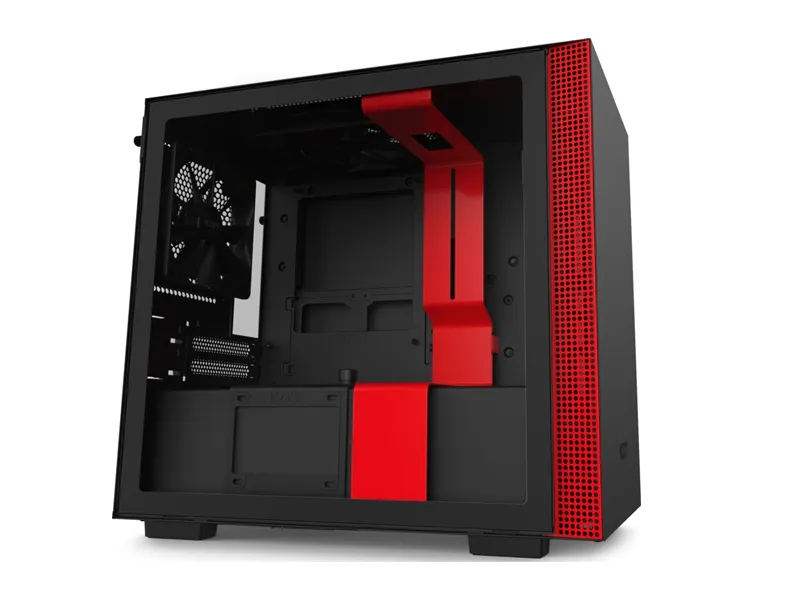 NZXT H210 Mini-ITX PC Gaming Case with USB Type-C, Tempered Glass, Cable Management, Water-Cooling Ready — CA-H210B-BR Black Red - CASE-089 MT BK