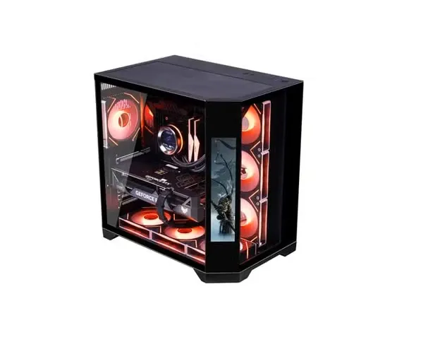 [CASE-224 BLK] WJCOOLMAN Y60 PRO 7UNI LCD Mid-Tower Gaming PC Case with 8.1-Inch IPS Display and 7 Pre-Installed UNI Fans-Black