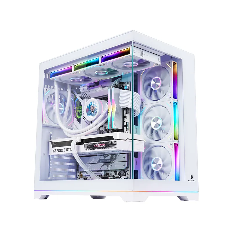 WJCOOLMAN Robin II Plus (7 Fan) White ATX Gaming Cabinet with Built-in Fans-CASE-234 white