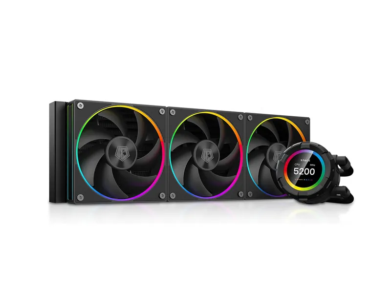 ID-Cooling SL 360 XE 360mm Liquid CPU Cooler with 2.1-Inch LCD Display, 350W TDP Support, Triple 120mm PWM Fans, Aluminum Radiator, Black-CLR-0084