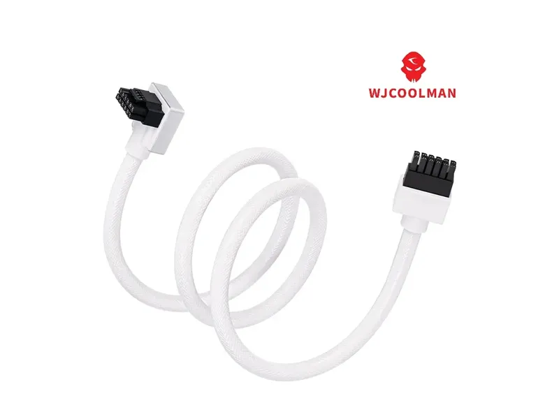 WJCOOLMAN Hydrus 16-Pin ARGB Cable A – Premium 450W GPU Power Extension, 18 AWG, 700mm, White/Black-CABLE-066 BK (White)