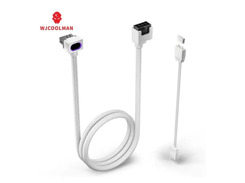 WJCOOLMAN -Hydrus 8-Pin GPU Cable – , 300mm, 18AWG, RGB LED, Black & White