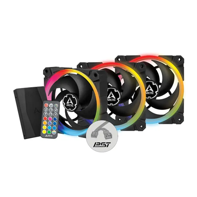 [CASEFAN-048] ARCTIC BioniX P120 A-RGB (Bundle 3 pc, incl. A-RGB Controller) - 120 mm Pressure-Optimised Fan with A-RGB, PWM, Cooler, Fluid Dynamic Bearing, 400-2300 RPM - Black-CASEFAN-048