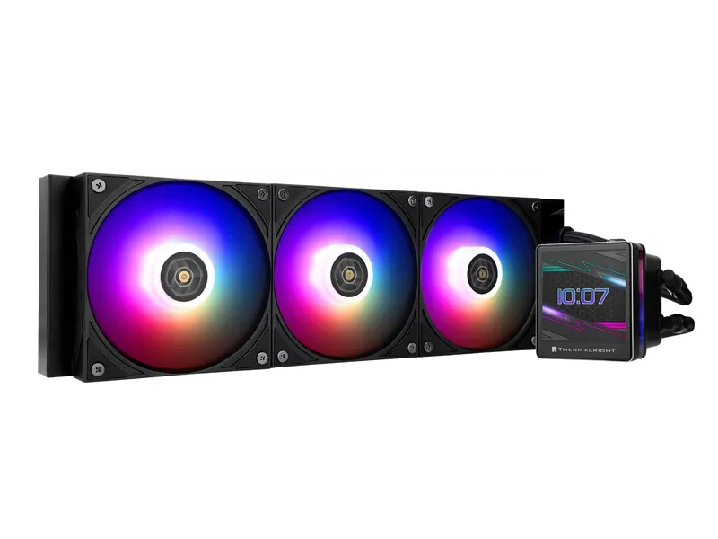 Thermalright Grand Vision 360 ARGB Black CPU AIO Liquid Cooler with 3.4 Inch IPS LCD Screen, 360mm Radiator, 4-Pin PWM, GV360 ARGB BLACK-CLR-0253 BK