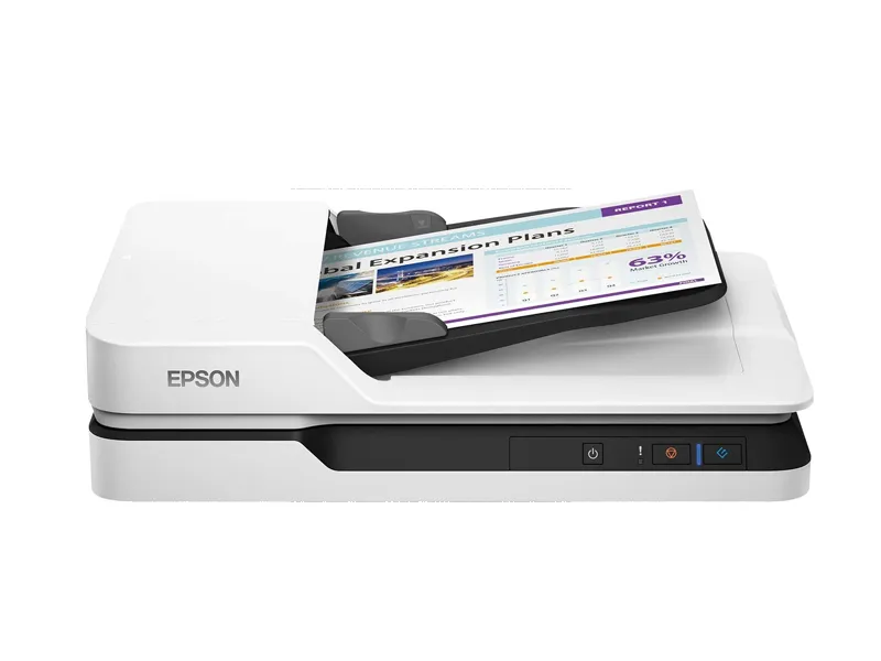 Epson DS-1630 Flatbed Scanner with 50-Page Automatic Document Feeder, USB 3.0 Connectivity, Black/White – Model B11B239401BY