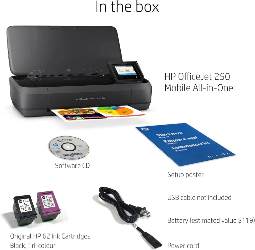 [CZ992A] HP OfficeJet 250 All-in-One Portable Printer with Wireless & Mobile Printing, Works with Alexa (CZ992A) Black