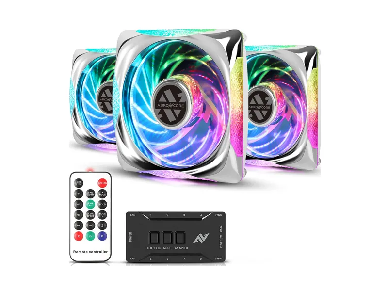 [CASEFAN-064] ABKONCORE CC120 3-in-1 LED CPU Cooler | Over 62 LED Modes, 5V ARGB Spectrum SYNC, Low Noise, Premium Hydrobearing, High Static Pressure, Remote Controller, White | ABKO-CC120-WH