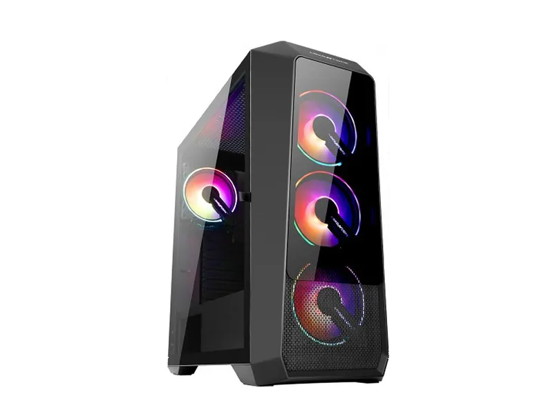 [CASE-118] Abkon Core H300G SYNC Middle Tower Case, ABS + Tempered Glass, HR120 Spectrum Fan, Black | H300G SYNC