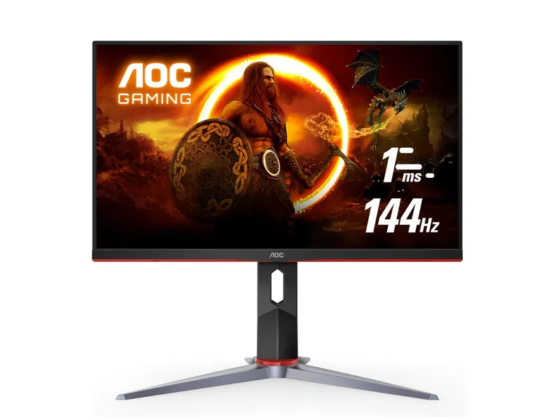 AOC 27G2 27" Frameless Gaming IPS Monitor, FHD 1080P, 1ms 144Hz, NVIDIA G-SYNC Compatible + Adaptive-Sync, Height Adjustable, 3-Year Zero Dead Pixel Guarantee, Black/Red