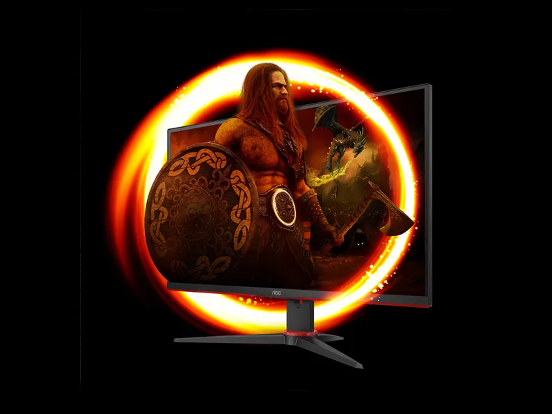 AOC 27G2SE 27 Inch (68.58 cm) Full HD 1920x1080 VA Gaming Monitor with 165Hz Refresh Rate, 1ms MPRT Response Time, AMD FreeSync Premium, 2x HDMI, DisplayPort, Built-in Speakers (Black & Red)