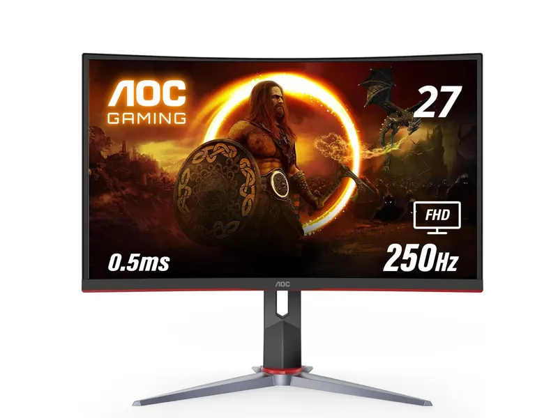 AOC C27G2Z2 27" Curved Gaming Monitor 250Hz 0.5ms VA Panel HDR10 Adaptive Sync HDMI DisplayPort Black & Red