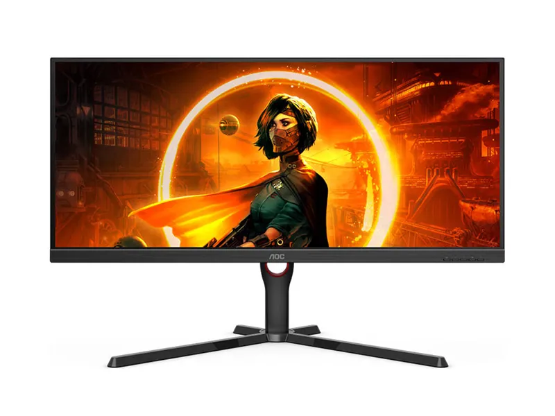 AOC CU34G3S 34 Inch WQHD Curved Gaming Monitor (CU34G3S/BK), 1000R, 165Hz, 1ms, FreeSync Premium, HDMI/DisplayPort, USB 3.2 Hub, Black/Red
