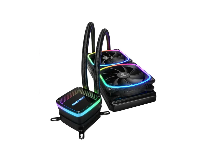 [CLR-0101 BK] ENERMAX AQUAFUSION Series 240mm Liquid CPU Cooler, Model ELC-AQF240-SQA, 360W TDP, Dual Chamber Pump, Addressable RGB Sync, SquA RGB Fans Included
