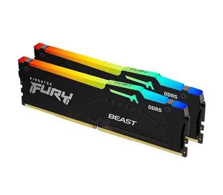 Kingston FURY Beast RGB 16GB (2x8GB) DDR5 6000MT/s CL36 Desktop Memory Kit with AMD EXPO Plug N Play Infrared Syncing KF560C36BBEAK2-16