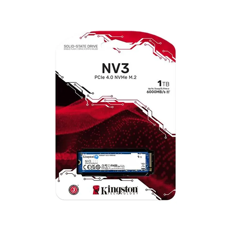 Kingston NV3 1TB NVMe M.2 PCIe 4.0 Internal SSD Up to 6000MB/s Read 3D NAND - SNV3S/1000G