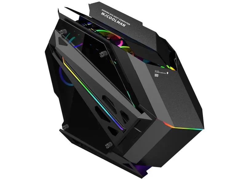 WJCOOLMAN Soul Battleship PC Case – ATX Mid Tower Gaming Computer Chassis with Tempered Glass, 7 Pre-Installed ARGB Fans, Supports 240mm Radiator and 330mm GPU (White)