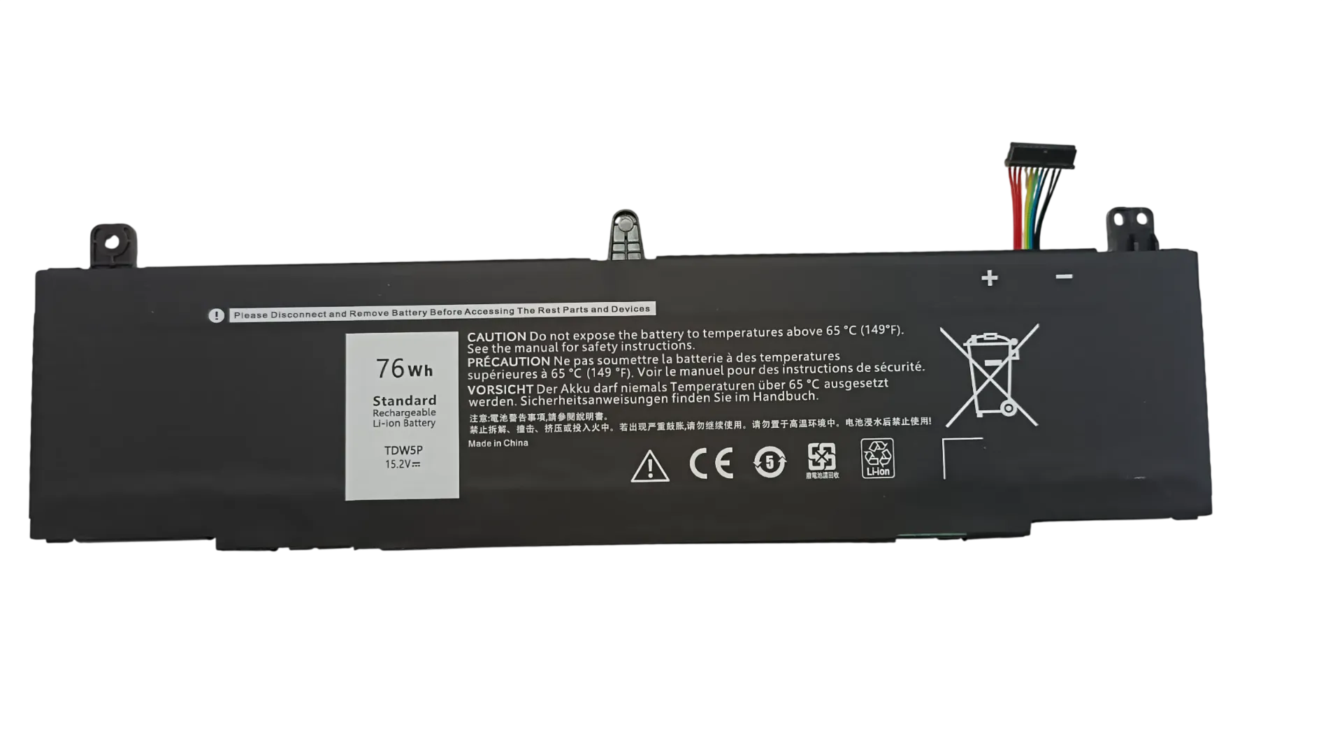 TDW5P Replacement Laptop Battery 76Wh 15.2V High Performance Rechargeable Li-ion Battery Pack