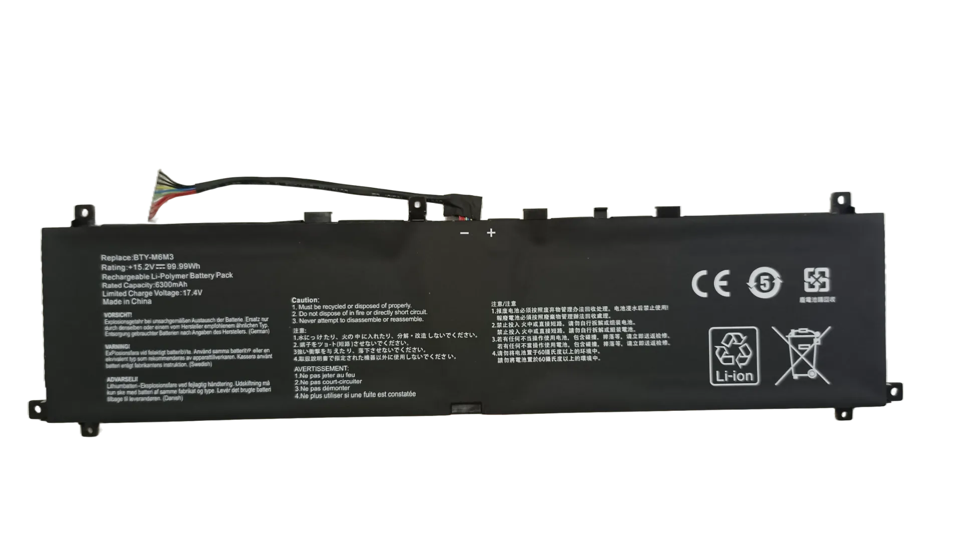 BTY-M6M3 Replacement Laptop Battery 99.99Wh 15.2V High Performance Rechargeable Li-Polymer Battery Pack